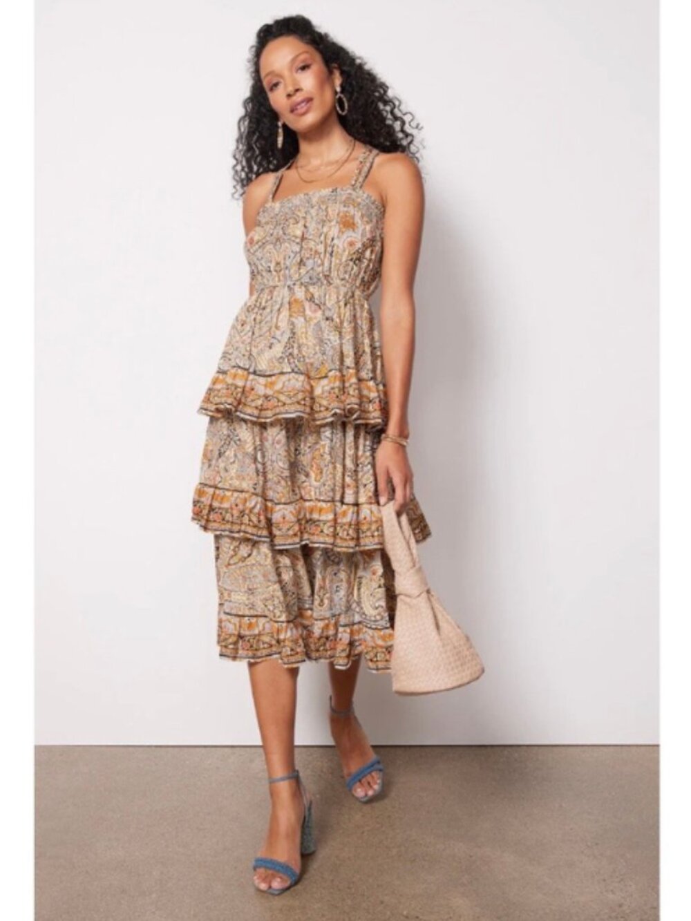 Cleobella Rosalie Kaleidoscope Boho Midi Dress NWT Small